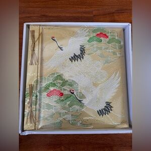 Vintage Large Gold Photo Album Stitched Birds Silver Floral Page Design
